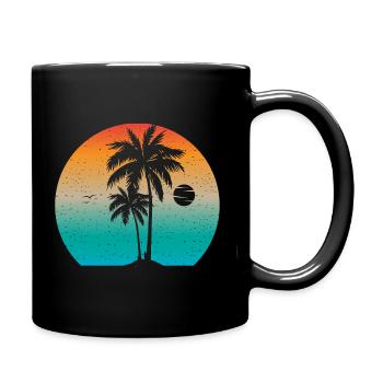 Palmiers vintage Coucher de soleil d’été - Mug uni - noir - Droite