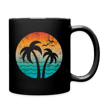 Palmen Urlaub Sommer Vintage - Tasse einfarbig - Schwarz - Rechts