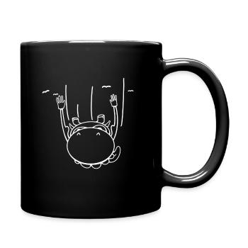 Flying Hippo - Tasse einfarbig - Schwarz - Rechts