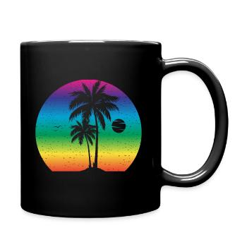 Palmiers Vacances Coucher de soleil - Mug uni - noir - Droite
