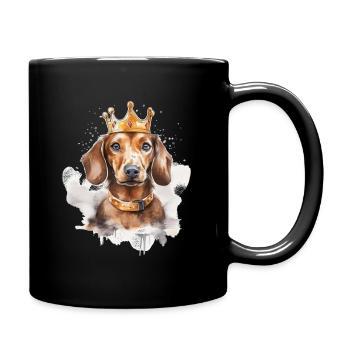 Dachshund with crown - Full Colour Mug - black - Right