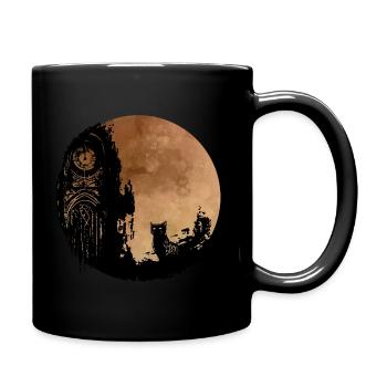 Old clock tower with cat (orange) - Full Colour Mug - black - Right