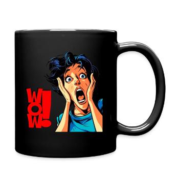 Schrei WOW - Tasse einfarbig - Schwarz - Rechts