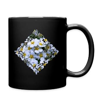 Fleurs blanches - Mug uni - noir - Droite