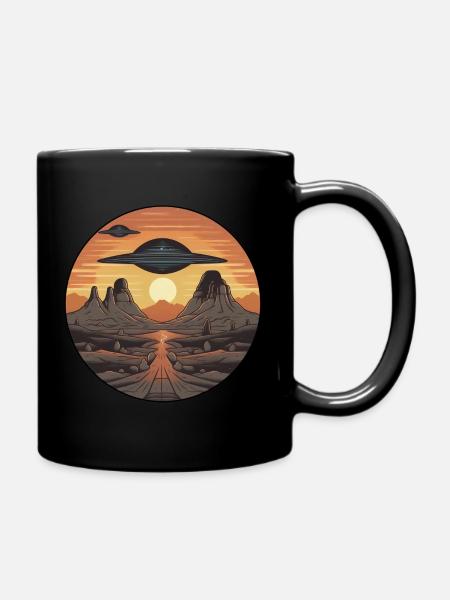 Ufo in der Wüste - Tasse einfarbig - Schwarz