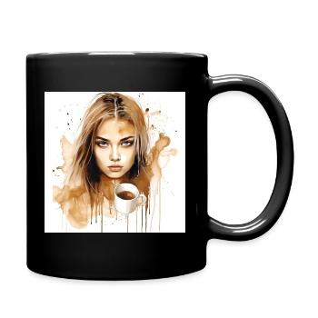 Café Euphoria: Captivating Brown Watercolor of a - Full Colour Mug - black - Right