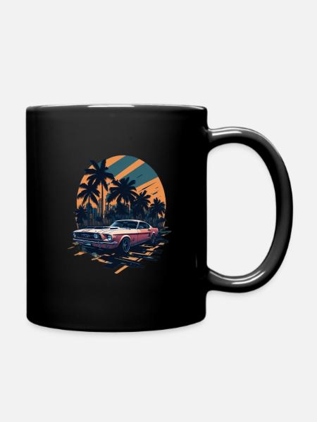 Beach Muscle Car - Full Colour Mug - black