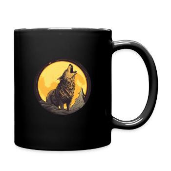 Wolf - Tasse einfarbig - Schwarz - Rechts