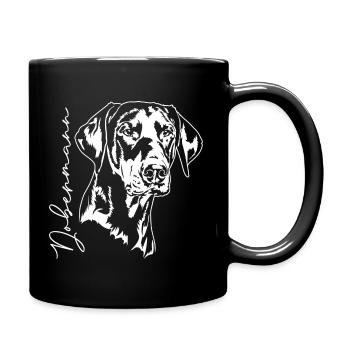 Dobermann Hundeportrait Hunde Hundesport Wilsigns - Tasse einfarbig - Schwarz - Rechts