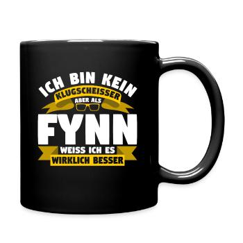 Klugscheisser Fynn weiß es besser - Tasse einfarbig - Schwarz - Rechts