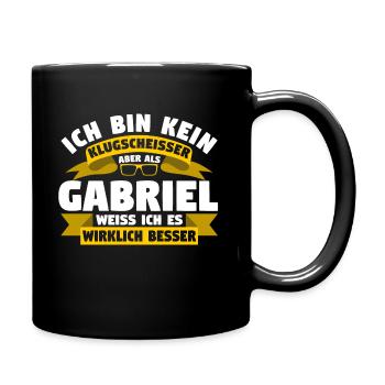 Klugscheisser Gabriel weiß es besser - Tasse einfarbig - Schwarz - Rechts