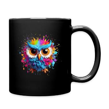 LUSTIGE BUNTE EULE - Tasse einfarbig - Schwarz - Rechts