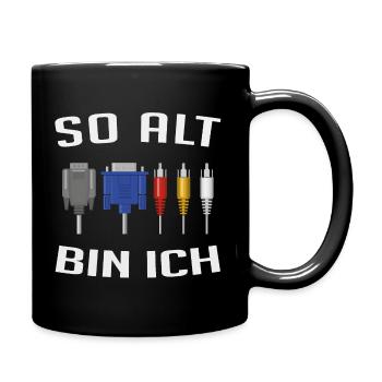 Alte Stecker Geburtstag IT PC Techniker Nerd - Tasse einfarbig - Schwarz - Rechts