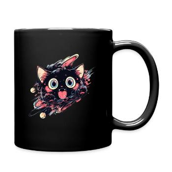 Anime Kawaii Cat Japanese - Full Colour Mug - black - Right