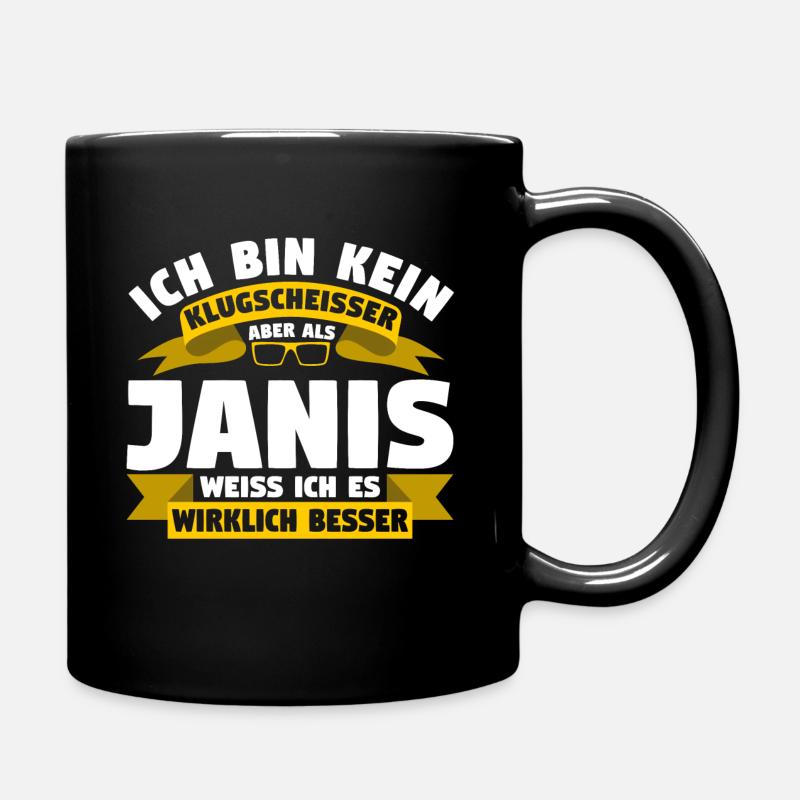 Klugscheisser Janis weiß es besser - Tasse einfarbig - Schwarz
