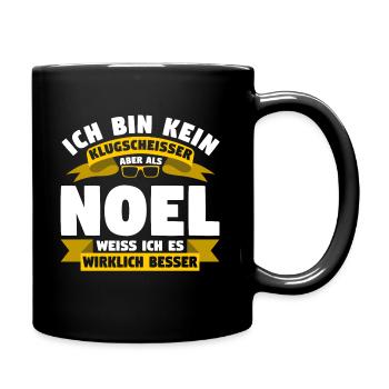 Klugscheisser Noel weiß es besser - Tasse einfarbig - Schwarz - Rechts