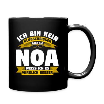 Klugscheisser Noa weiß es besser - Tasse einfarbig - Schwarz - Rechts