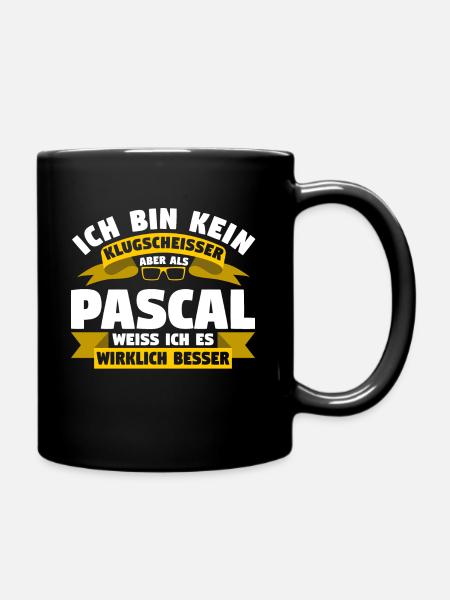 Klugscheisser Pascal weiß es besser - Tasse einfarbig - Schwarz