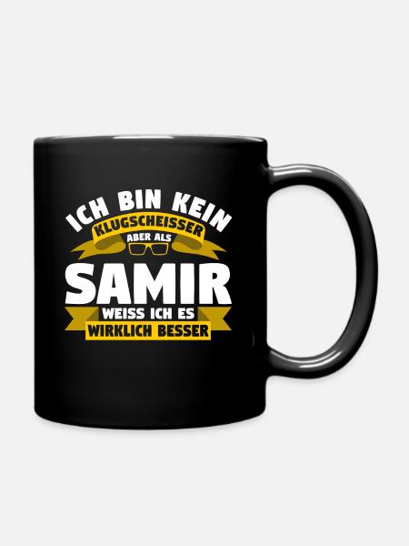 Klugscheisser Samir weiß es besser - Tasse einfarbig - Schwarz