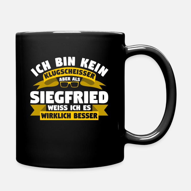 Klugscheisser Siegfried weiß es besser - Tasse einfarbig - Schwarz