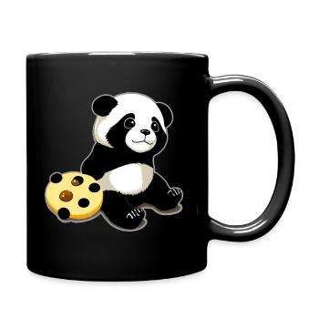 Mignon ours panda avec des biscuits - Mug uni - noir - Droite