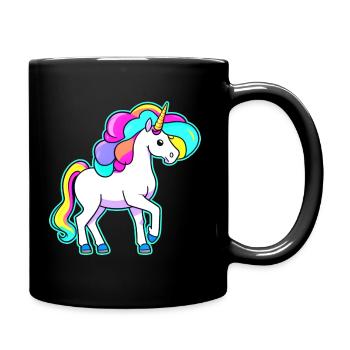 Colorful rainbow unicorn - Full Colour Mug - black - Right