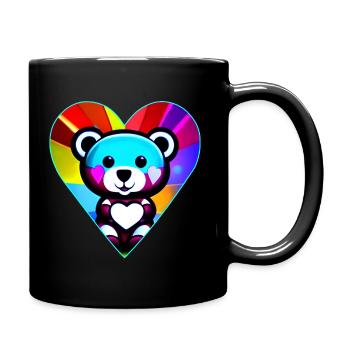Cute teddy bear with heart in colorful - Full Colour Mug - black - Right