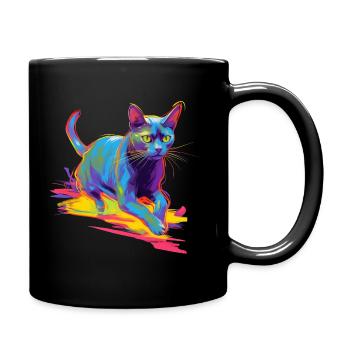 Colorful Cat Neon - Full Colour Mug - black - Right