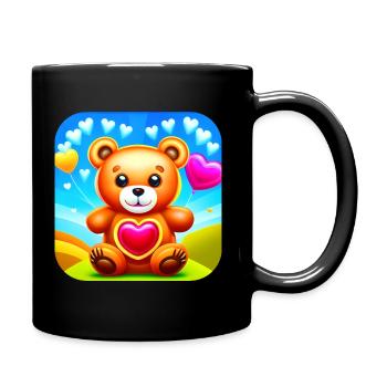 Cute teddy bear with hearts - Full Colour Mug - black - Right