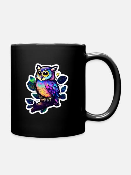 Psychedelic Owl - Tasse einfarbig - Schwarz
