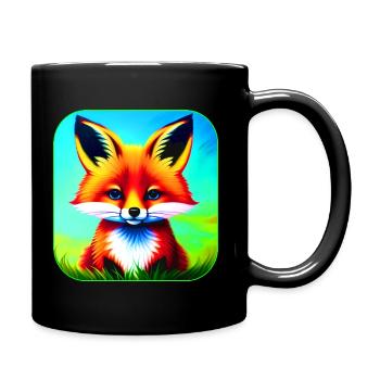 Niedlicher bunter Fuchs - Tasse einfarbig - Schwarz - Rechts