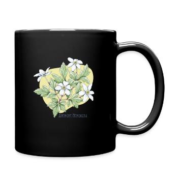Anemone tree botanical drawing - Full Colour Mug - black - Right