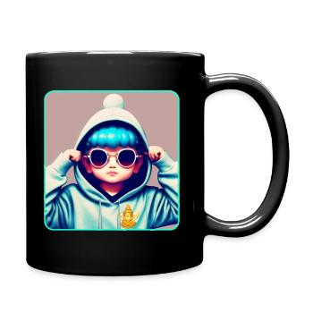 Cool anime girl avec lunettes de soleil et sweat à capuche - Mug uni - noir - Droite
