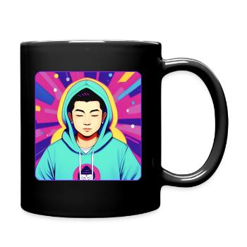 Garçon coloré cool en sweat à capuche aux couleurs des chakras - Mug uni - noir - Droite