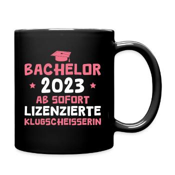 Bachelorprüfung bestanden 2023 Studentin Bachelor - Tasse einfarbig - Schwarz - Rechts