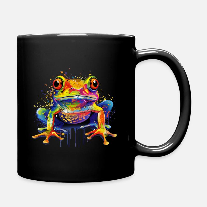 Bunter tropfender Frosch - Tasse einfarbig - Schwarz
