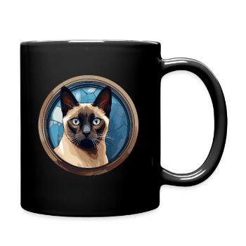 Siamkatze - Tasse einfarbig - Schwarz - Rechts