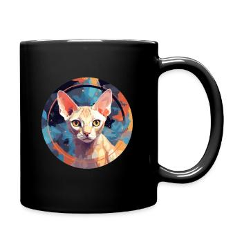 Devon Rex Katze - Tasse einfarbig - Schwarz - Rechts