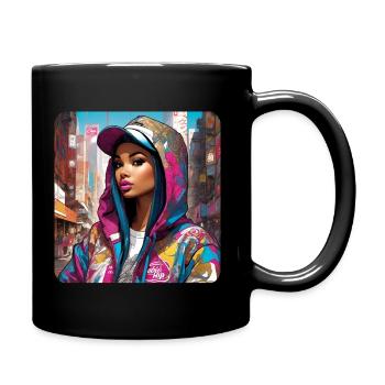 Cooles Girl Graffiti Hip Hop Rap Skater Musik - Tasse einfarbig - Schwarz - Rechts