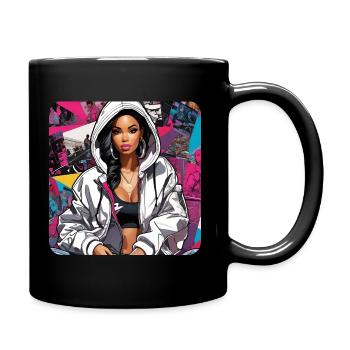 Cooles Girl Graffiti Hip Hop Rap Skater Musik - Tasse einfarbig - Schwarz - Rechts