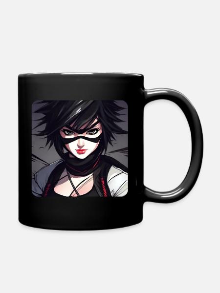 Anime Ninja Mädchen - Tasse einfarbig - Schwarz