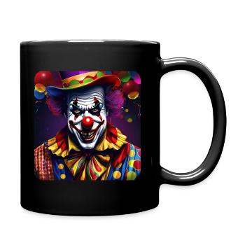 Evil grinning horror clown with red nose - Full Colour Mug - black - Right