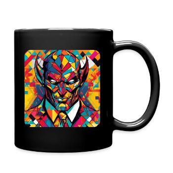 Démon coloré avec costume et cravate dans un style rétro - Mug uni - noir - Droite