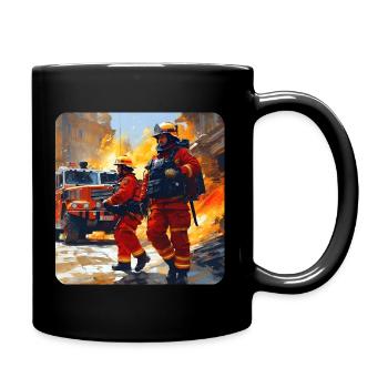 Feuerwehrmänner - Tasse einfarbig - Schwarz - Rechts