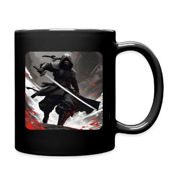 Mystischer Ninja Krieger mit Katana Schwert - Tasse einfarbig - Schwarz - Rechts