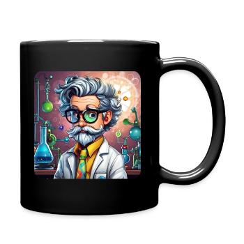 Crazy professor with glasses and smock - Full Colour Mug - black - Right