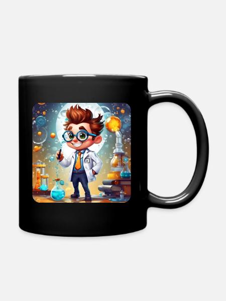 Professeur mignon en blouse de laboratoire en laboratoire - Mug uni - noir