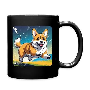 Mignon chien gallois Corgi - Mug uni - noir - Droite