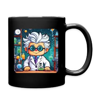 Cute professor with white hair and glasses - Full Colour Mug - black - Right