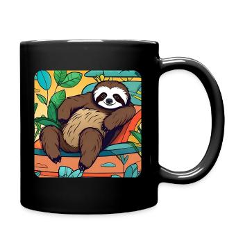Entspanntes Faultier - Tasse einfarbig - Schwarz - Rechts